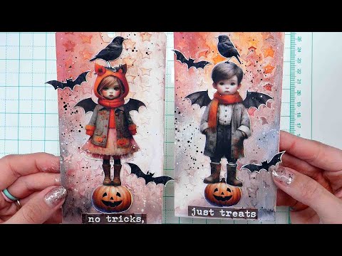 OLD style Background is back ! 2 TAGS using Halloweeny Book #maremicollagebooks