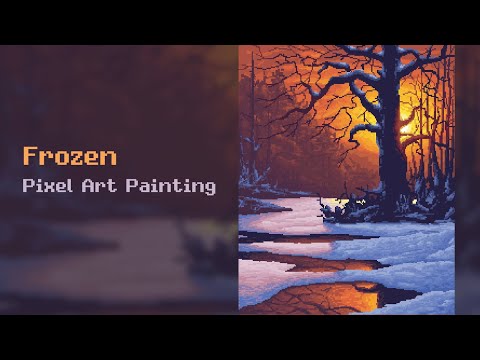 Winter Sunset Landscape - Pixel Art Timelapse - Digital Painting