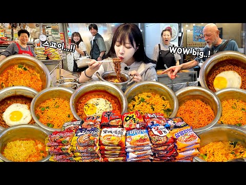 I ate 10 bowls of ramen at a ramen shop in the market, everyone was shocked. Mukbang of ramen