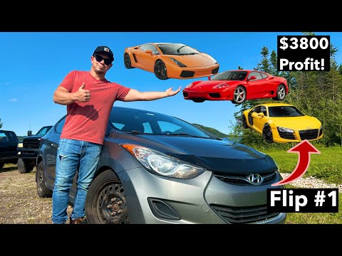 Flipping cars until I can afford a SUPERCAR! Ep1. How I made $3800 flipping a $400 Hyundai Elantra!