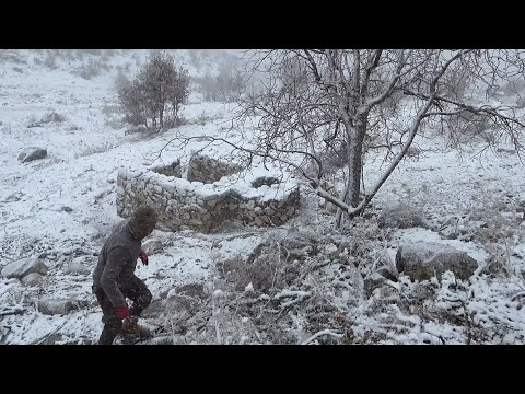 Building a Stone House With a Fireplace in 14 Days | Winter Camping adventure, Diy Project