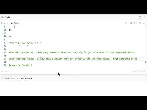3768. Minimum Inversion Count in Subarrays of Fixed Length (LeetCode Hard)