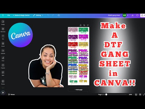 Let's Make a DTF Gang Sheet in Canva!! | Canva Tutorial For Beginners