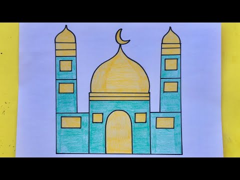 تعليم الرسم للأطفال/رسم مسجد بطريقة سهلة للأطفال/رسومات للأطفال/رسم سهل للأطفال#howtodraw #preschool