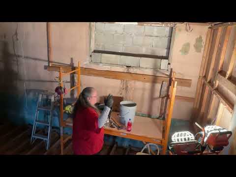 Video #27-Concrete in the cinder blocks-Getting started on Window#1 2025