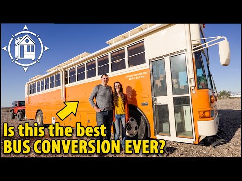 Best SKOOLIE TINY HOME ever?! Secret storage & epic kitchen