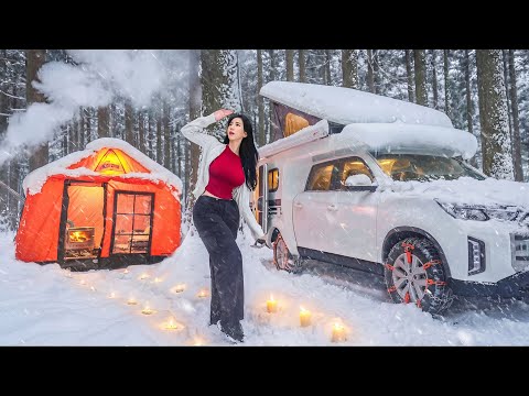 ❄️LUXURY RV CAMPING IN HEAVY SNOW