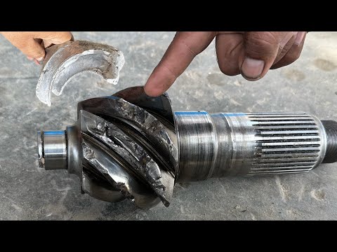 Broken Pinion Tooth Treatment || Ingenious Mechanic Repaired scrub Pinion and Come Back to Life it..