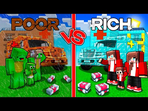 Mikey & JJ Families OPEN Poor VS Rich HOSPITAL in Minecraft Challenge from Maizen