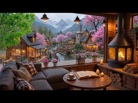 Quiet Rainy Coffee Shop Escape ☕ Smooth Jazz Piano & Fireplace for Focus & Calm