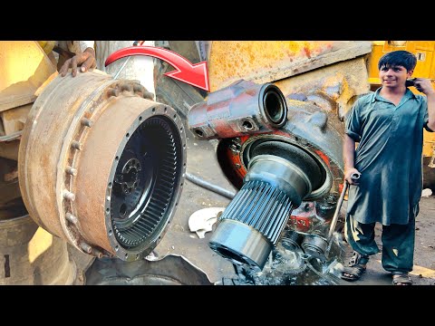How Expert Mechanics change Brake Lining Of A Caterpillar 966d Wheel Louder Complete Tutorial