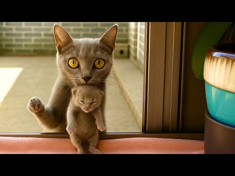 Shocked! Cat mom came in through the window with her baby—what happened next was a surprise 🐱❤️🥰