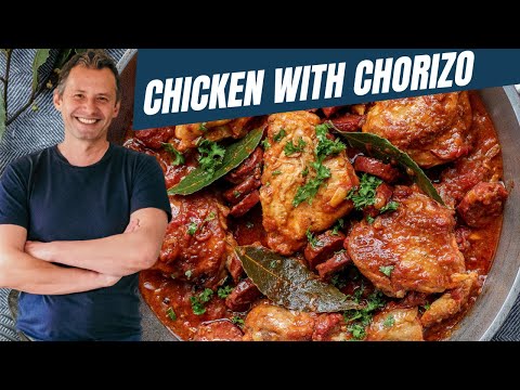 Braised Chicken with tomato and chorizo | Mediterranean foods