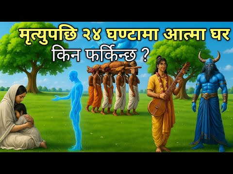 मृत्युपछि 24 घण्टामा आत्मा घर किन फर्किन्छ ?  आत्माको १३ दिनको यात्रा।Garud Puran in Nepali