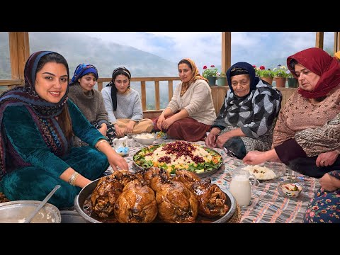 Rainy Day in Rural Iran | Grandma’s Stuffed Chicken (Lavangi) & Beautiful Village Routines 