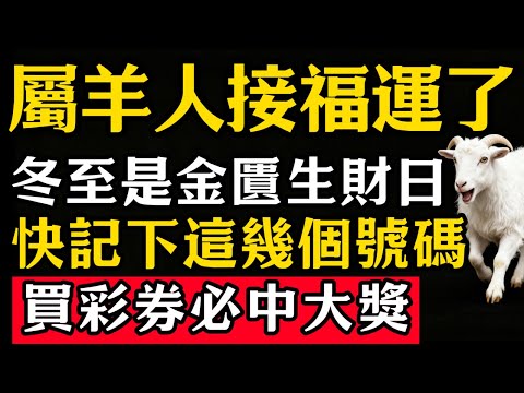 生肖羊必看！明天12月21號冬至，農曆十一月初二「金匱生財日」，偏財運旺，這4個數字一定要記牢，買彩券可中大獎，幸運連連！#張天師道法#屬相運勢#生肖#家運#生肖運勢的那些事#先知#風水變化#提升運勢
