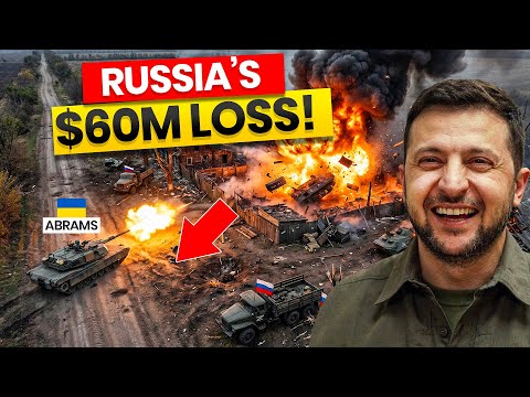 $60 Million Gone! Ukraine’s Abrams & Drones Obliterate Russia’s T-90M Column in Daetsk! #UkraineWar