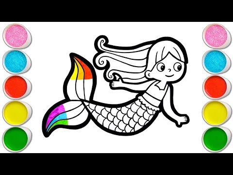 Beautiful Mermaid Drawing for kids, Painting & Coloring for kids, Toddlers | Let's Draw Together