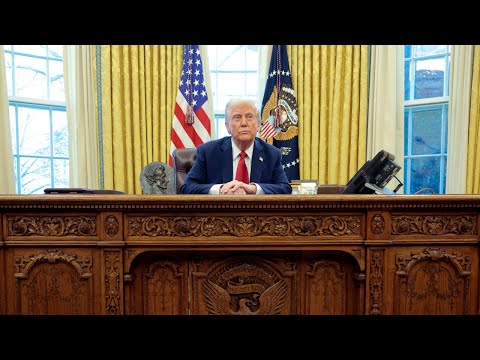 Donald Trump gives rare tour of the Oval Office during Fox News interview