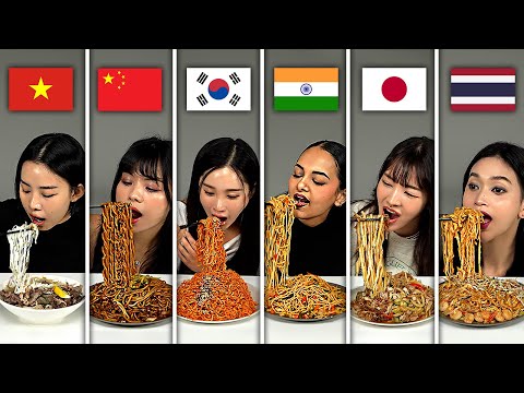 6 Asians Try Each Other Noodle For the First time!! (India, Korea, Vietnam, China, Japan, Thailand)