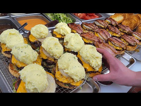 How to make a Potato Burger - Korean street food / 홍대 장사의신 포테이토버거 맛집 스페이스원버거