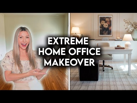 EXTREME HOME OFFICE MAKEOVER | DIY BUILT-INS + WALL MOULDING