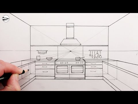How to Draw a Kitchen using One-Point Perspective for Beginners