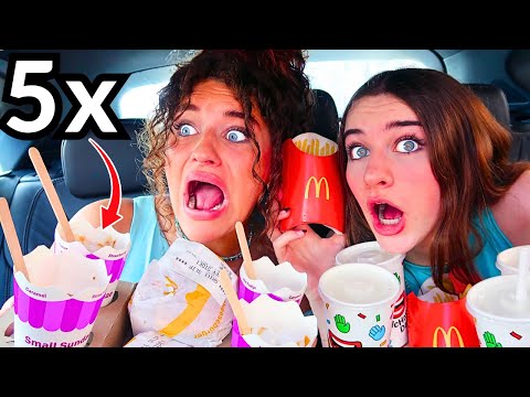 24 HOURS EATING 5x The Person In Front! ($1000 Drive Thru Challenge)