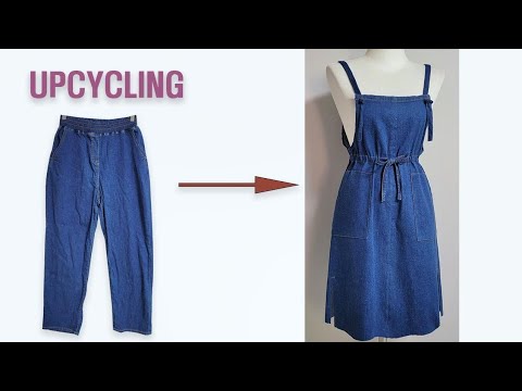 DIY Upcycling Jeans/청바지 리폼/원피스/Apron/청치마/Denim Dress/Reform Old Clothes/앞치마/옷만들기/skirt/Refashion