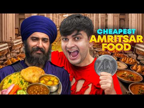Eating Only CHEAPEST AMRITSAR FOOD for 24 Hours