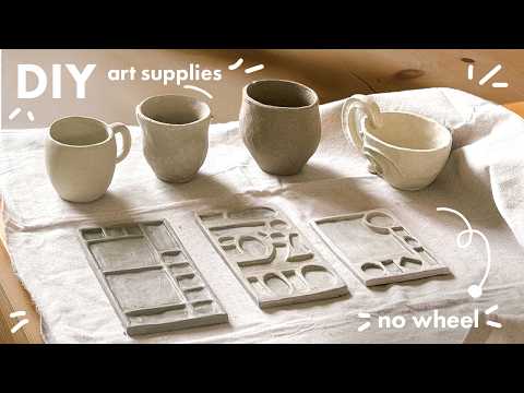 🌱 Making my own Paint Palettes, Pots, & more | ASMR