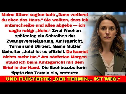 Meine Eltern wollten mein Haus zur Zwangsversteigerung bringen—bis der Termin plötzlich verschwand.
