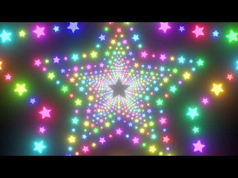 Rainbow Luminous Glow Endless Tunnel Made Of Tiny Magic Star Shapes 4K Video Effects HD Background