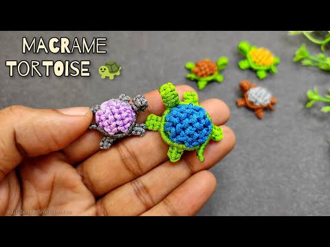 Tutorial - DIY Handmade Macrame Turtle keychain | Macrame tortoise animal