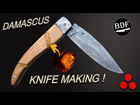 Knife Making - Making a Damascus Folding Knife !!! ASMR...