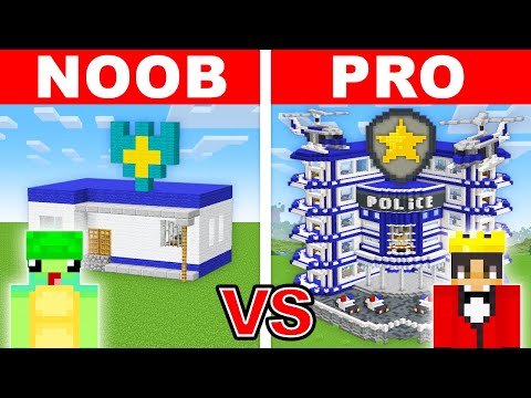 NOOB vs PRO: POLICE STATION House Build Challenge in Minecraft