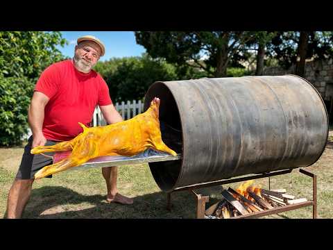Roasting Lamb Full of Juicy Oranges and Grapefruit in a Barrel!
