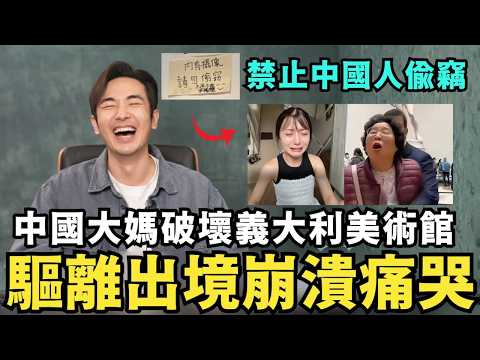 簡體中文標語「嚴禁偷竊」中國大媽崩潰！肯定是寫給台灣人的，舔共陸配大鬧美術館，義大利海關：遣返驅離直接，嚇壞跪地求饒