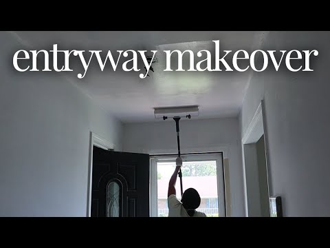 DIY BUDGET ENTRYWAY MAKEOVER | Finishing Skim Coating & Painting | Small Entryway Ideas | EP. 2