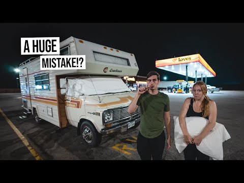 Our First Time RV Camping In a PARKING LOT! Creepy Door Knocks & More Engine Trouble 😱