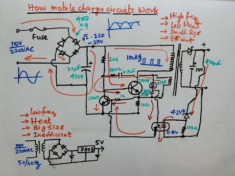 How mobile charger SMPS flyback circuits work, FBX Learning, circuit diagram explanation of charger