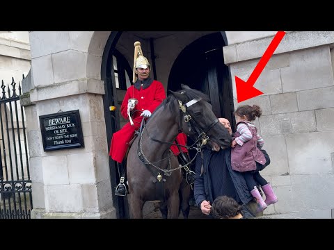 Horse Strikes - IDIOT IGNORE Public and Police Officers Put Child in Danger!