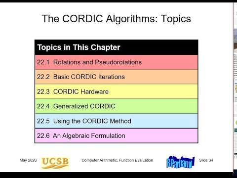 UCSB ECE 252B, Spring 2020, Lecture 19: CORDIC Algorithms