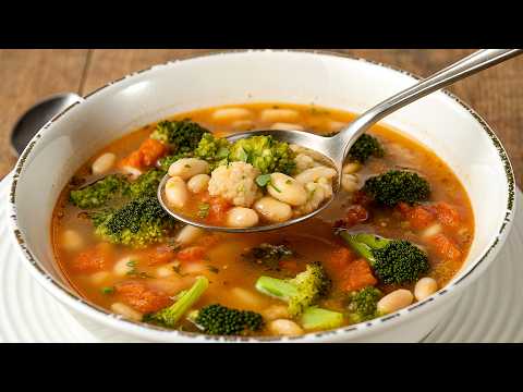 I cook this vegetable soup recipe every day! Bean soup with broccoli.