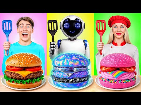 Me vs Grandma Cooking Challenge with a Robot by Candy DO