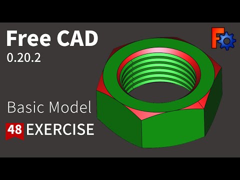 FreeCAD Tutorial for beginners,basic model exercise NUT HELIX-48