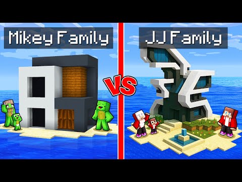 Mikey Family POOR vs JJ Family RICH Modern Water House in Minecraft (Maizen)