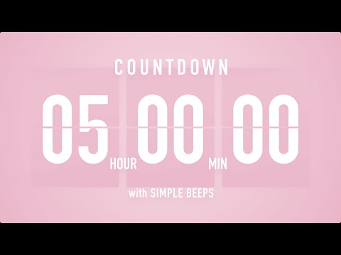 5 Hour Countdown Timer 🌸 Flip Clock with Simple Beeps 🔔