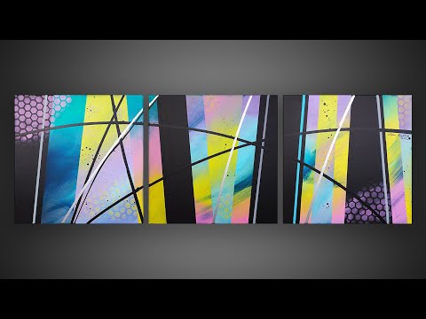 Easy Abstract Painting with masking tape | Fun & Satisfying | Habia