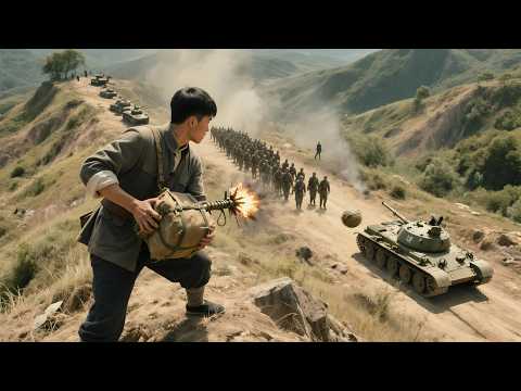 Enemy elite troops attacked at nighta volunteer leapt onto their tank and blew it up,wiping them out